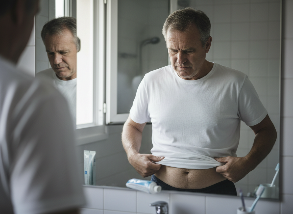 Man looking at mirror